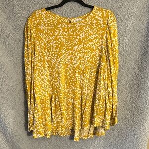Time and Tru Yellow Floral Blouse